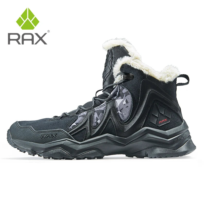 RAX Waterproof Hiking Shoes Men Winter Outdoor Sneakers for Men Snow Boots Plush Mountain Snowboots Outdoor Tourism Jogging Shoe