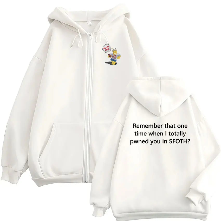 Blame John Meme Oversized Zip-Up Hoodie