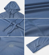 Summer Men's Long Sleeve UPF 50+ Hoodie T-Shirts, Rash Guard Quick Dry T-shirt Outdoor Sport Running Pullover