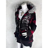 Women's Geometric Print Zip-Up Hoodie