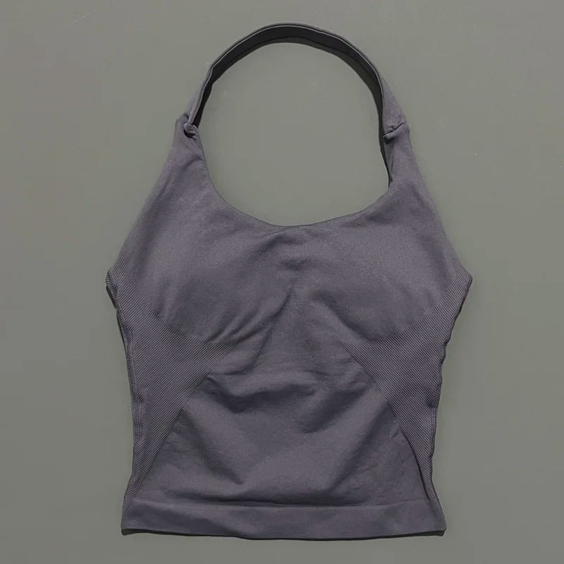 Impact Seamless Halter Longline Gym Top with Built-in Bra