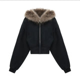 Women’s Black Cropped Zip-Up Hoodie