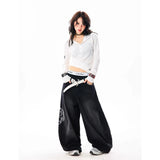 Women's Vintage Embroidery Y2K Wide Leg Baggy Jeans
