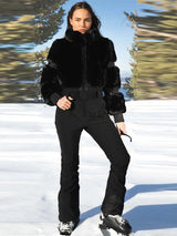 Women’s Faux Fur Trim Ski Jumpsuit