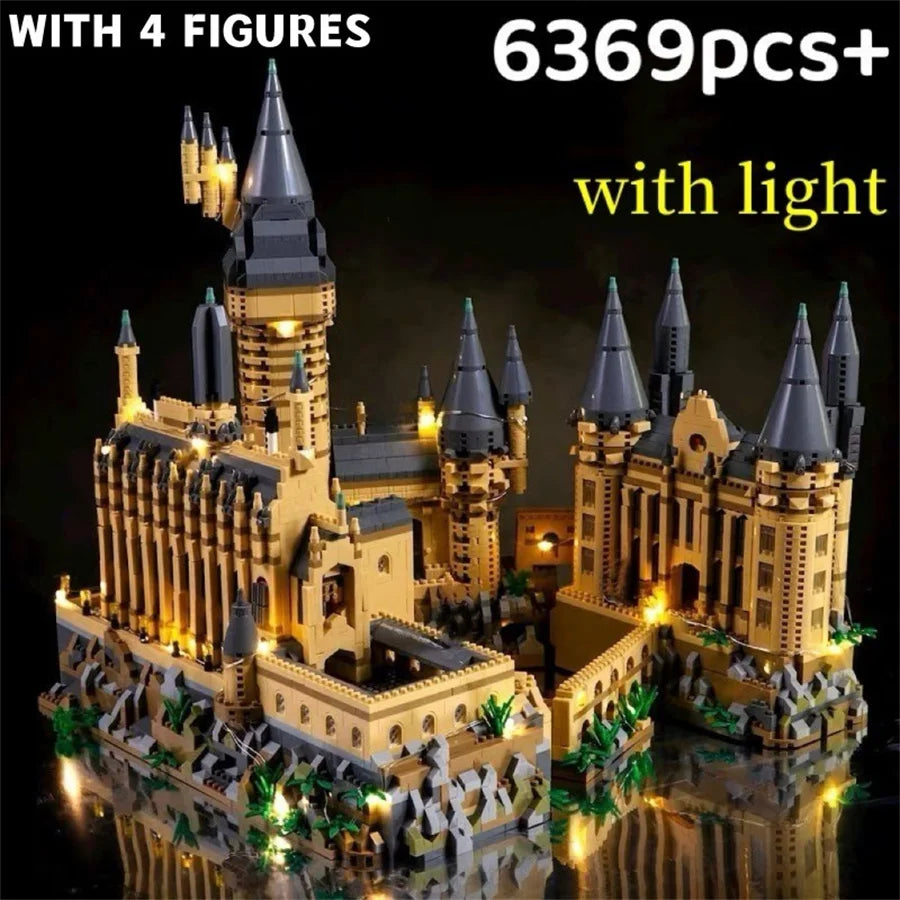New Magic Castle Micro Building  Blocks Light Up Street View Architecture Creative MOC Model Kit  Kids Christmas Birthday Gifts