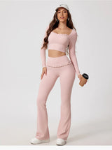 Premium Women’s 2-Piece Yoga & Gym Set – Long Sleeve Quick-Dry Sportswear