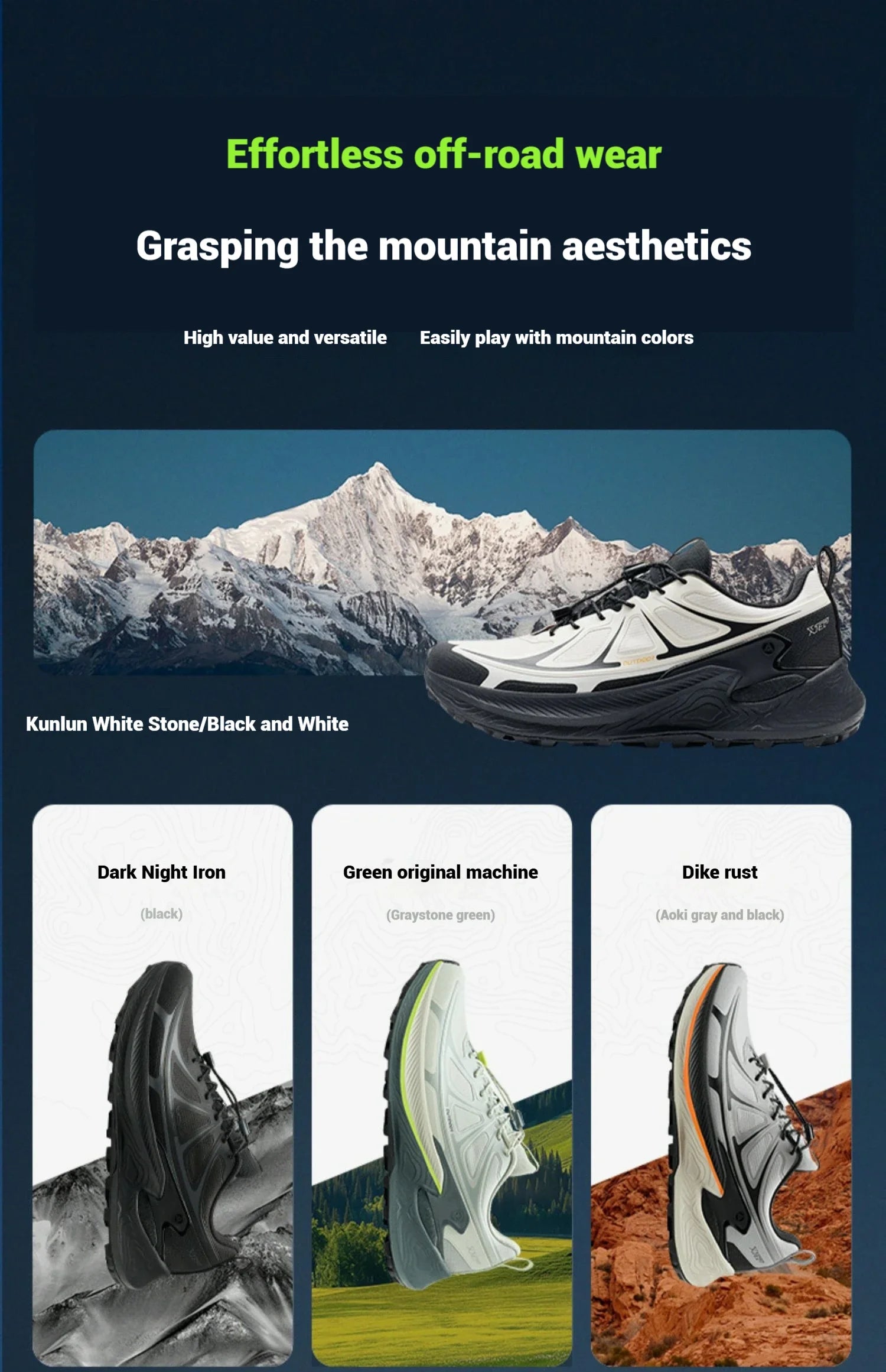 Xtep Men's Hiking Shoes 2025 Summer Anti-slip Wear-resistant Wrapping Shock-absorbing Lightweight Outdoor Sneakers 875319170005