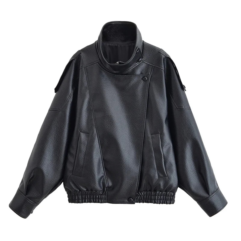 Women’s Black Moto Faux Leather Jacket