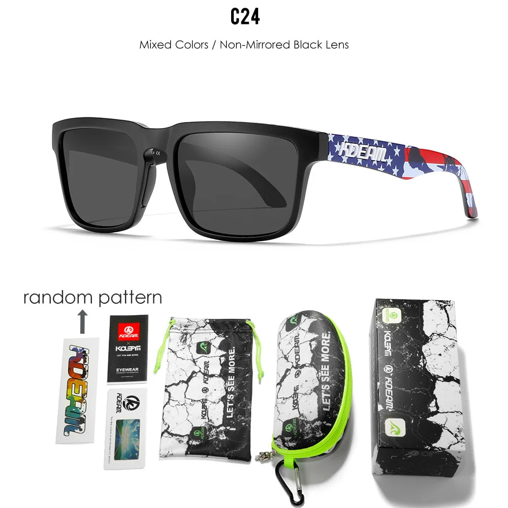 KDEAM All Black Men's Sunglasses Polarized And UV400 Protection Lens Driving Fishing Glasses Mirror With Complete Package