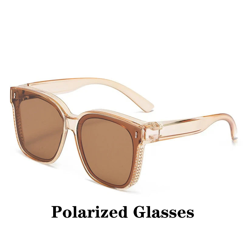 Polarized Clip-On Sunglasses for Glasses Wearers, Fashion Square Over Glasses Myopia Sunglasses, UV400 Protection for Driving, Fishing & Outdoor Use