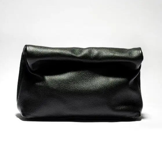 Personality roll-edge leather bag  lazy casual leather soft bag  Phone Women High Quality holding red large bag luxury designer