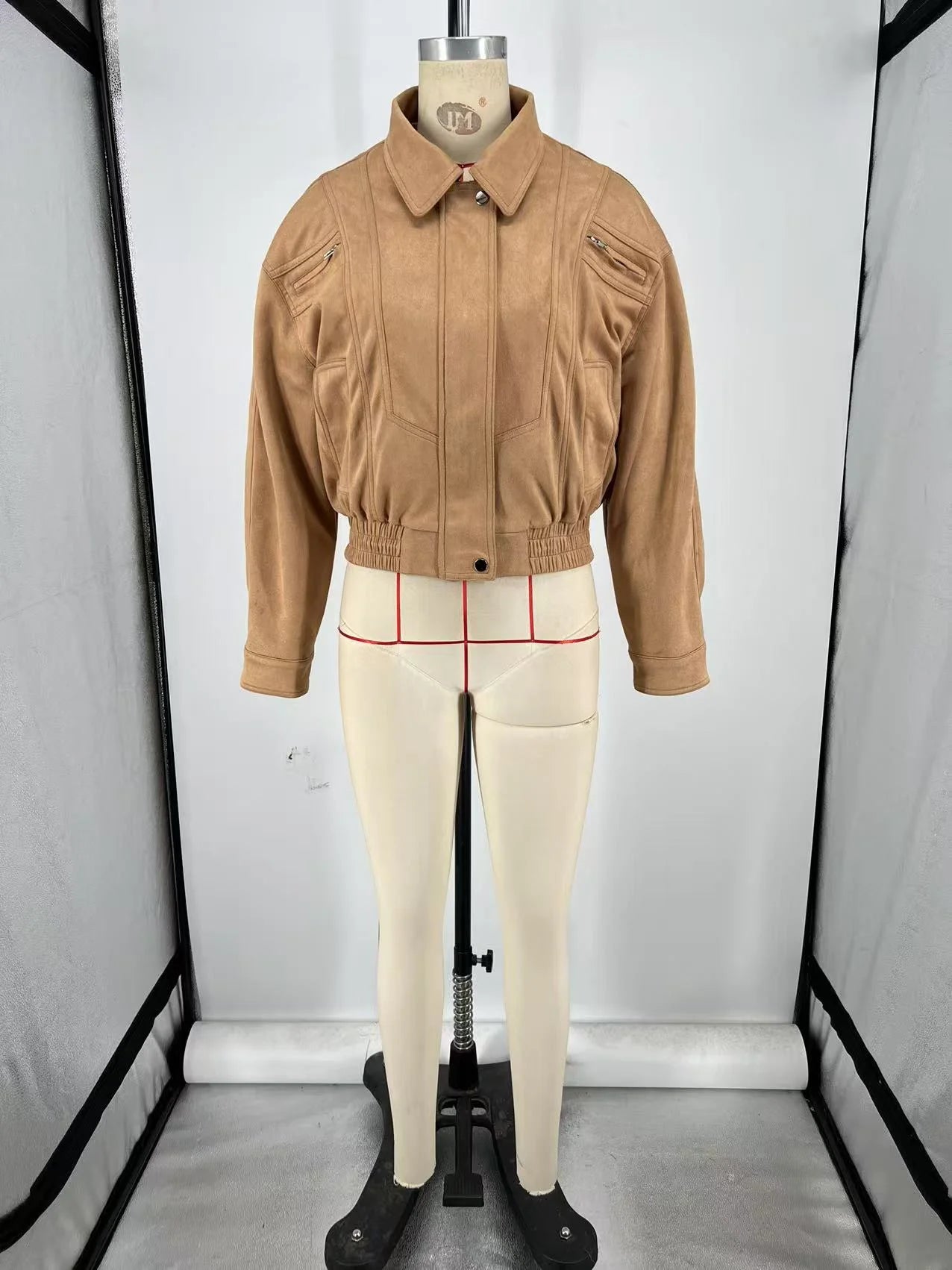 Vintage Suede Jacket For Women Long Sleeve Pocket Turn-down Collar Zipper Short Coat 2025 Autumn Winter Streetwear Lady Outwears
