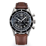 Sugess Pilot Watch Handwind Chronograph Mechanical Wristwatches Luminous Skeleton Men Watches Crystal Sapphire Leather New 2022