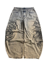 Men’s Y2K Gray Printed Loose-Fit Jeans