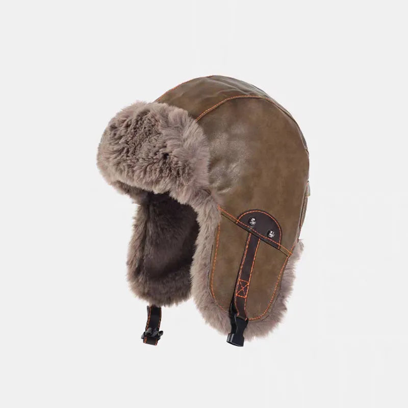 Faux fur Bomber hat men's ski cap winter hat women thickened warm ear protection hats retro pilot hats classic riding hat털모자