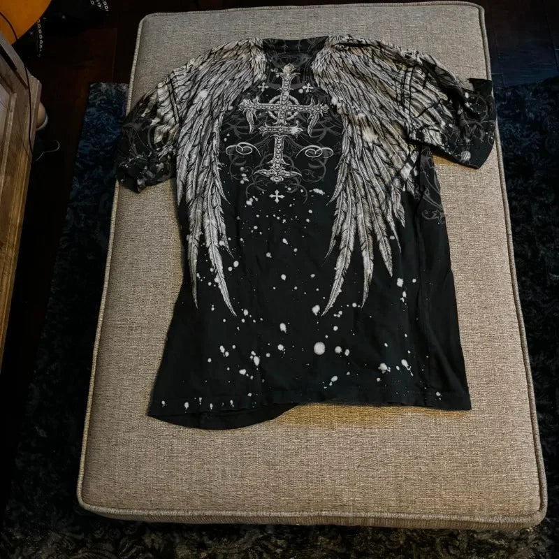 Y2K Gothic Skull Oversized Graphic Tee