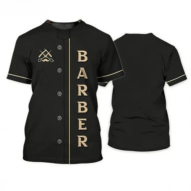 Men's Barber-Style Graphic Tee | Round Neck Short Sleeve