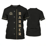 Men's Barber-Style Graphic Tee | Round Neck Short Sleeve