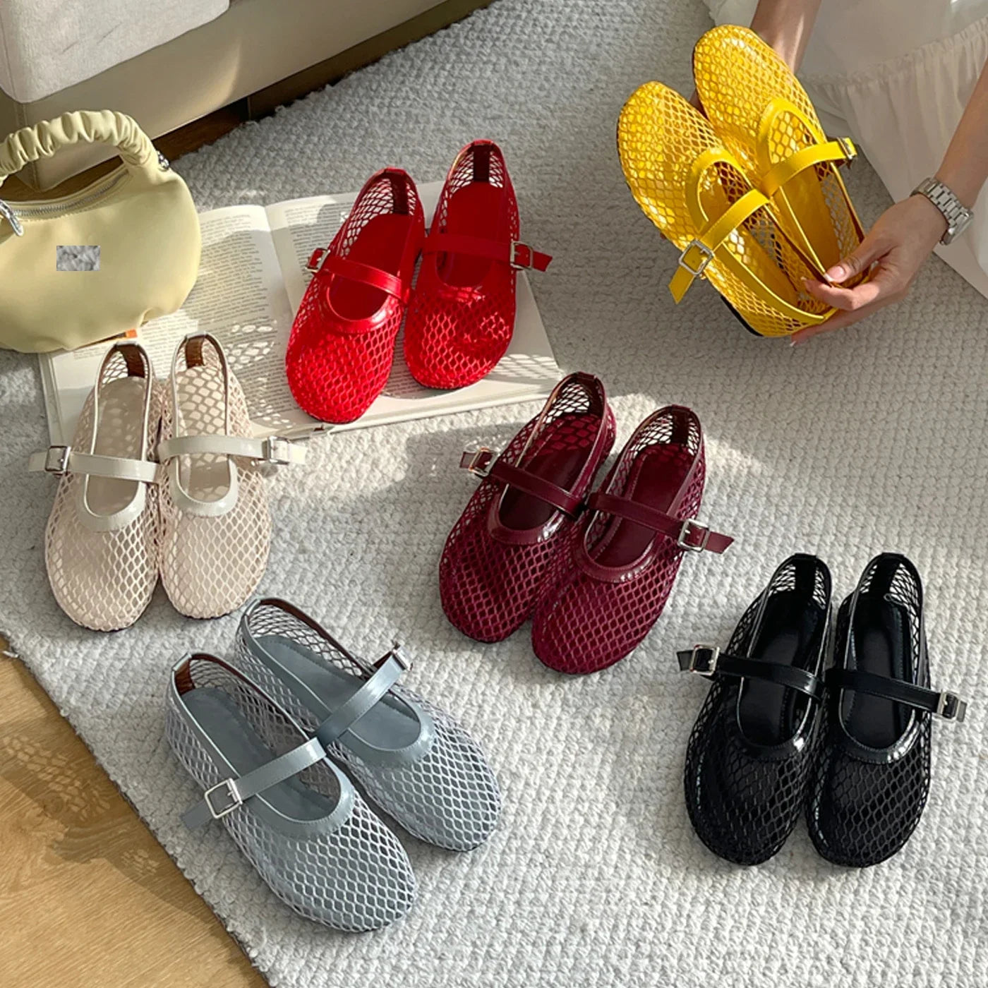Eilyken Mesh Flat Sandals – Elegant Buckle Strap Women's Shoes