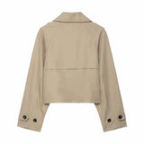 Classic Lapel Double-Breasted Short Trench