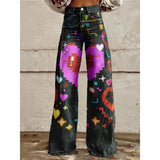 Pop Art Heart Wide-Leg Flare Pants