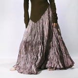 Elegant High-Waist Pleated Maxi Skirt for Women