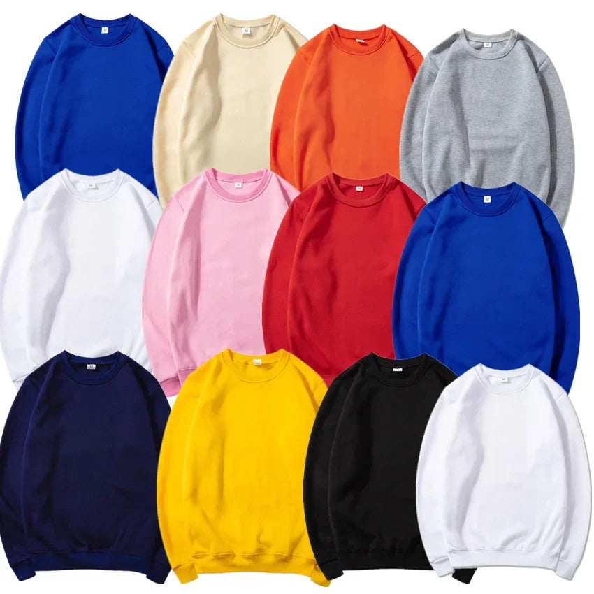Korean Fashion Men's Round Neck Sweatshirts Autumn Long Sleeves Vacation Pullovers Tops Casual Popular Man Solid Sweat Shirts