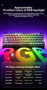 AULA HERO 68HE Magnetic Switch Keyboard Rapid Trigger 8K Return Esports Gamer Keyboard RGB Wired Gaming Keyboard