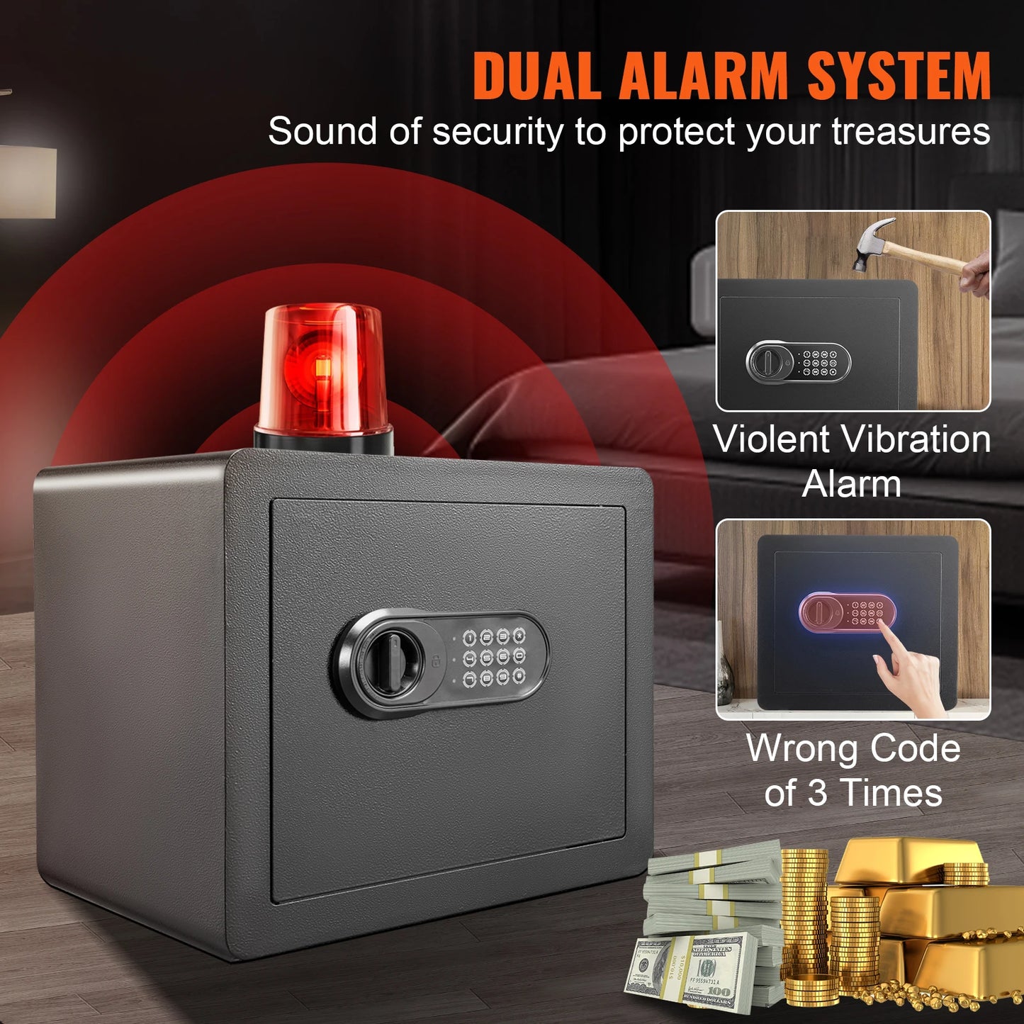SucceBuy 1.2/0.5 Cubbic Fit Electronic Safe Deposit Safe Box W/ Digital Access & Override Keys for Money Gun Jewelry Document