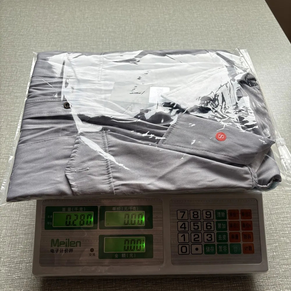 Men's Denim Shirt Slim Fit Light Blue Long Sleeve Casual Top with Two Chest Pockets Button Front Copper Buttons Washed Gray