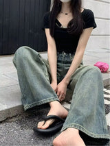 Women's Vintage High-Waisted Wide-Leg Jeans