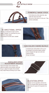 Original Canvas Leather Men Travel Bags Carry on Luggage Bags Men Duffel Bags Travel Tote Large Weekend Bag Overnight