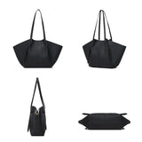 New Women's Large Capacity Cowhide Tote Fashionable Bat Wing Design Genuine Leather Handbag for Commuting Versatile Ladies Bag