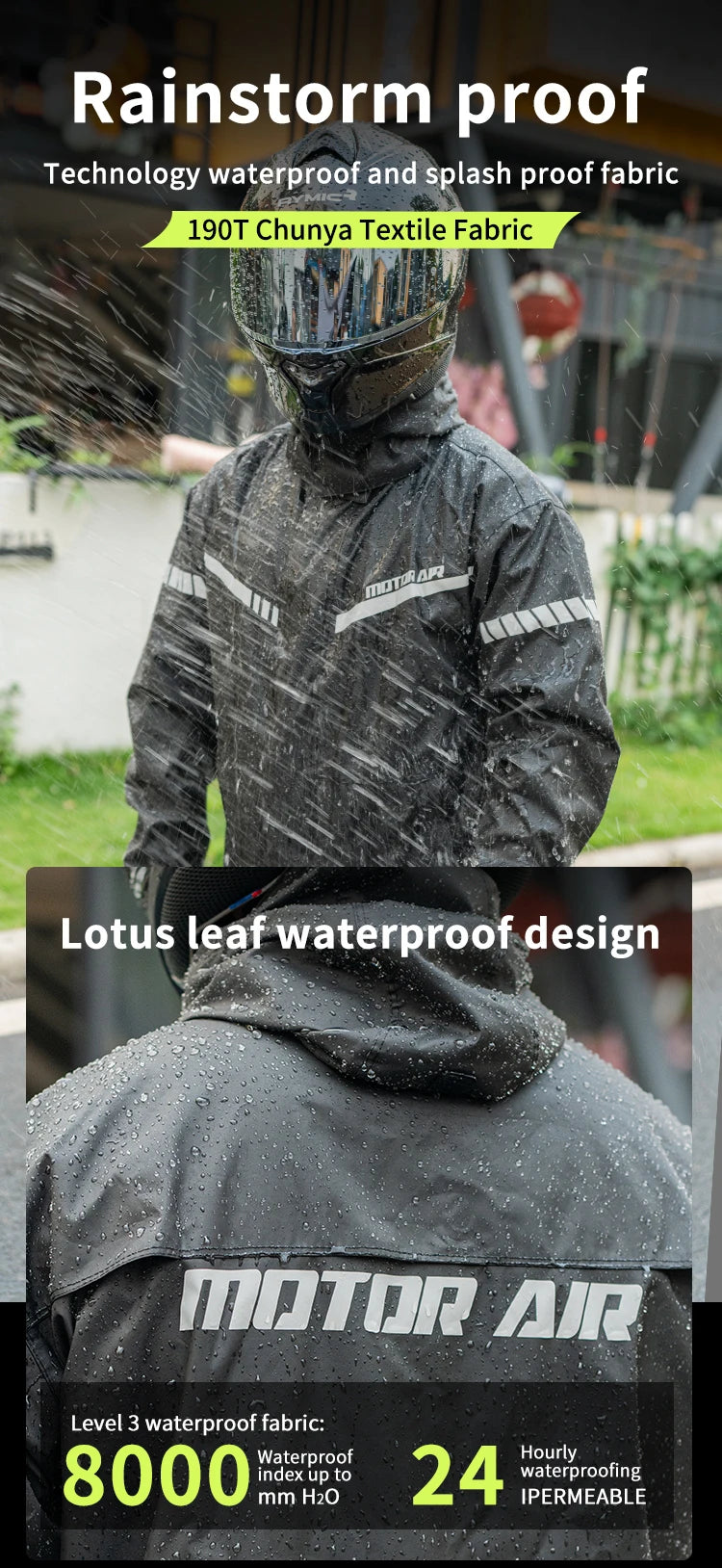 Motor Air Motorcycle Raincoat – 2-Piece Riding Suit