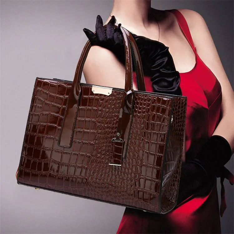 Luxury Vintage Crocodile Pattern Tote