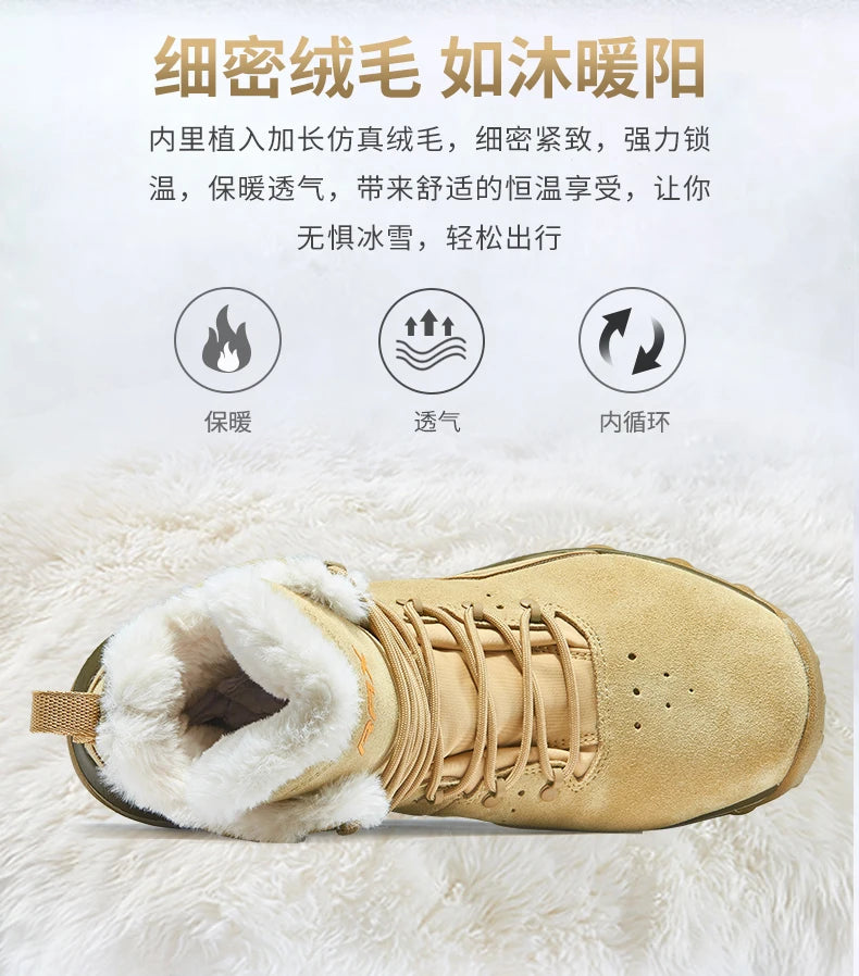 RAX Waterproof Hiking Shoes Men Winter Outdoor Sneakers for Men Snow Boots Plush Mountain Snowboots Outdoor Tourism Jogging Shoe