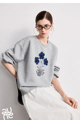 TOYOUTH Women's Relaxed Cotton-Blend Sweatshirt