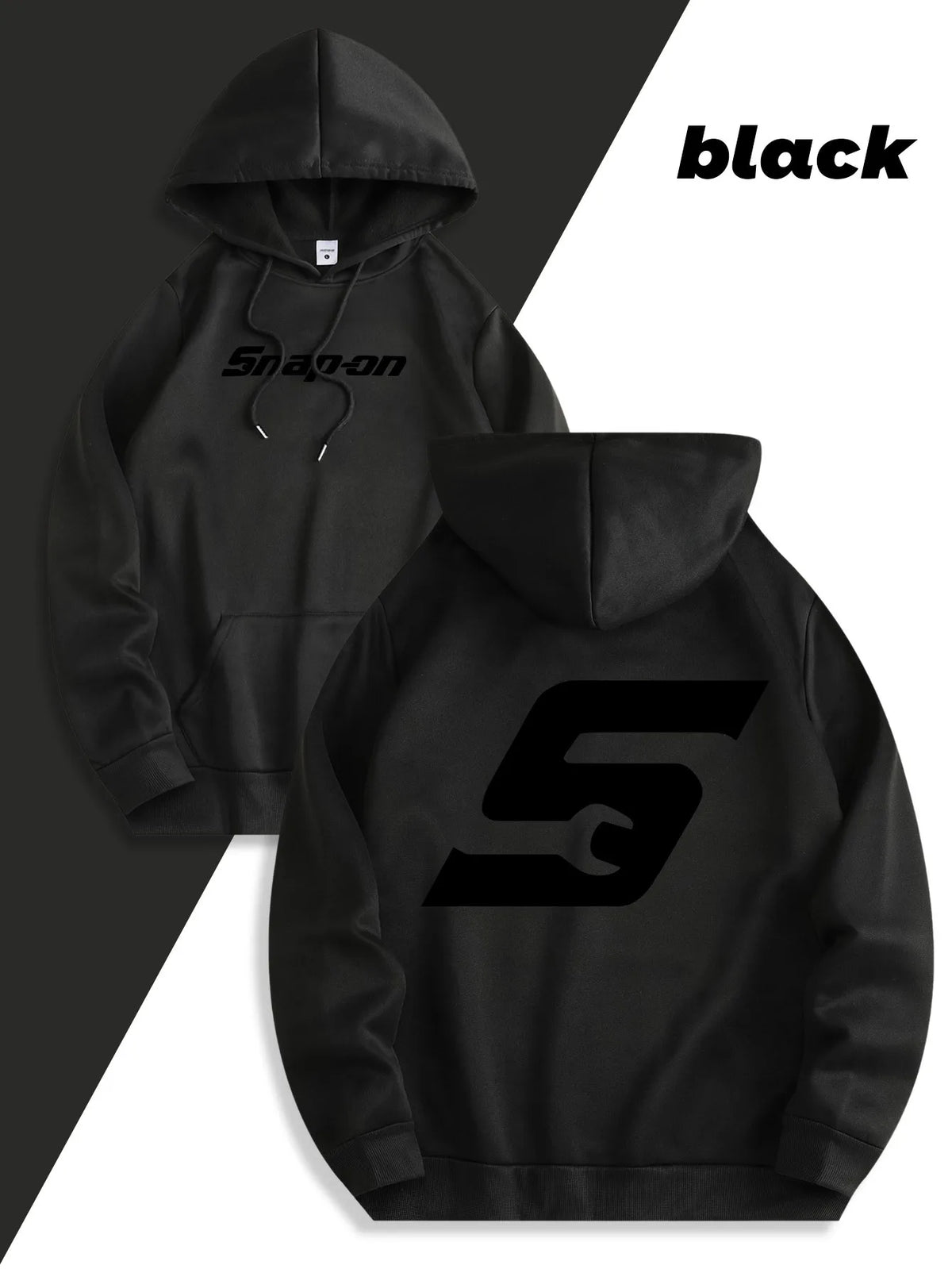 Red Snapon Hooded Sweatshirt Casual Long Sleeve Pullover100% Polyester Knit Fabric All-Season Warm Hoodie with Drawstring