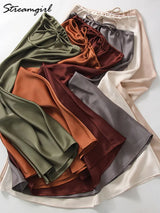 Women's Satin Maxi Skirt – Elegant Ankle-Length
