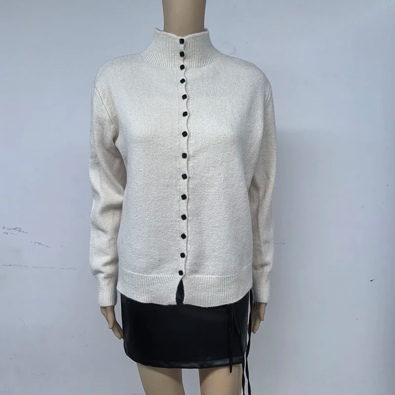 Women's Stand Collar Knit Cardigan