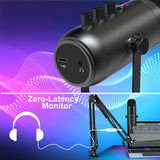 Haomuren Professional USB Streaming Podcast PC Microphone Studio Cardioid Condenser Mic Kit with Boom Arm For Recording YouTube