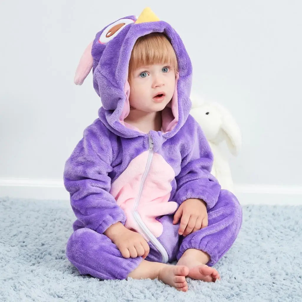 Animal Theme Flannel Baby Romper