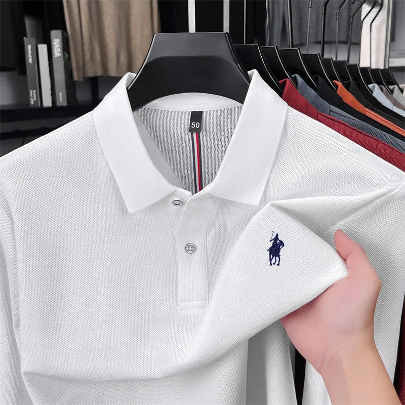 Premium Cotton Embroidered Long Sleeve Polo Shirt