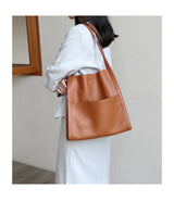 2025 New Women Bag Female Luxury Fashion Shoulder Bags Lady Soft 100% Cowhide Genuine Leather Niche Design Tote Bucket Handbag