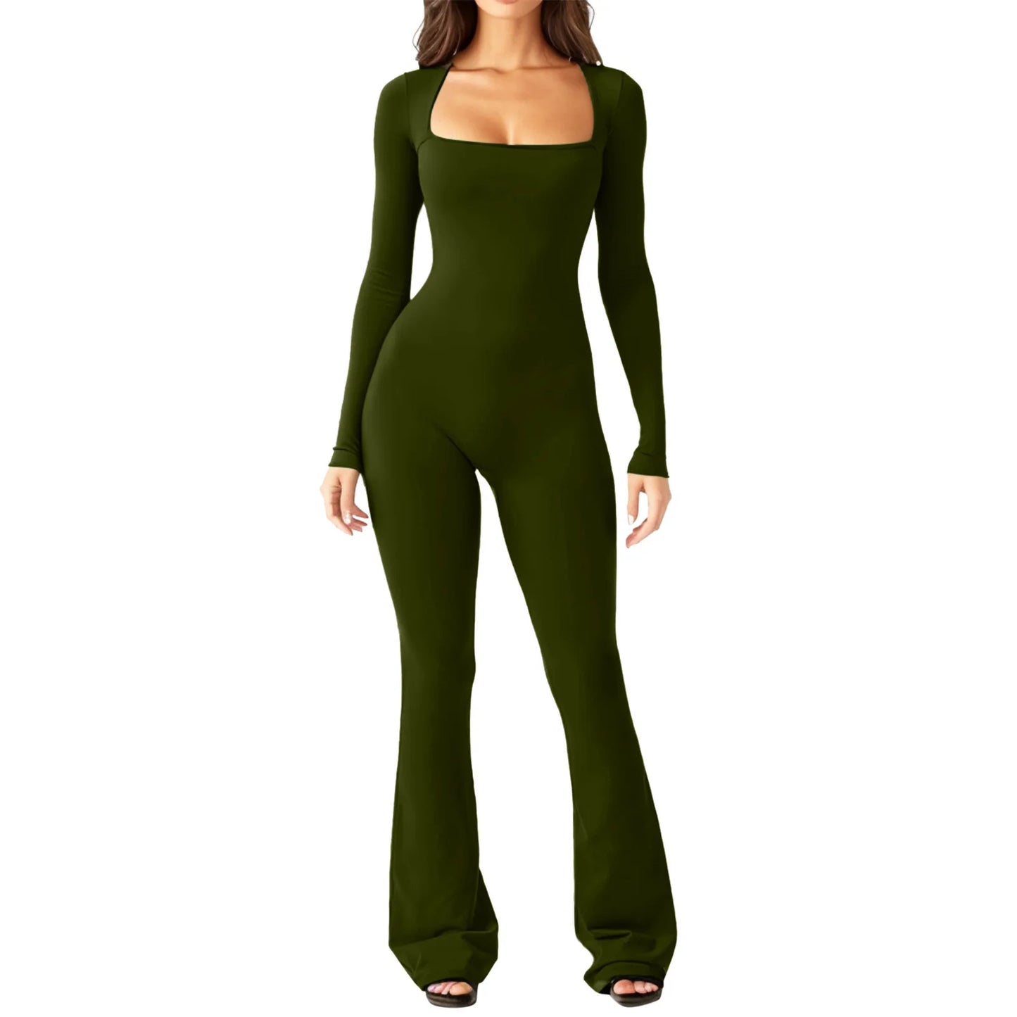 Wide-Leg Yoga Bodysuit | One-Piece Long Sleeve Gym Jumpsuit (S-2XL)