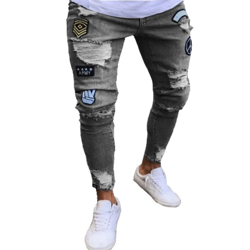 Men’s Ripped Stretch Denim Jeans