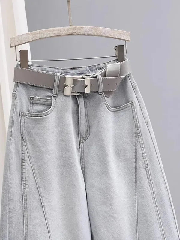 Spring Summer Loose Wide Leg High Waist Denim Jeans
