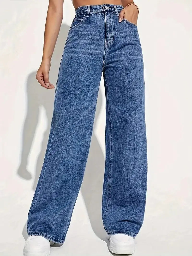 Women's High-Waist Straight Leg Jeans | Retro Y2K