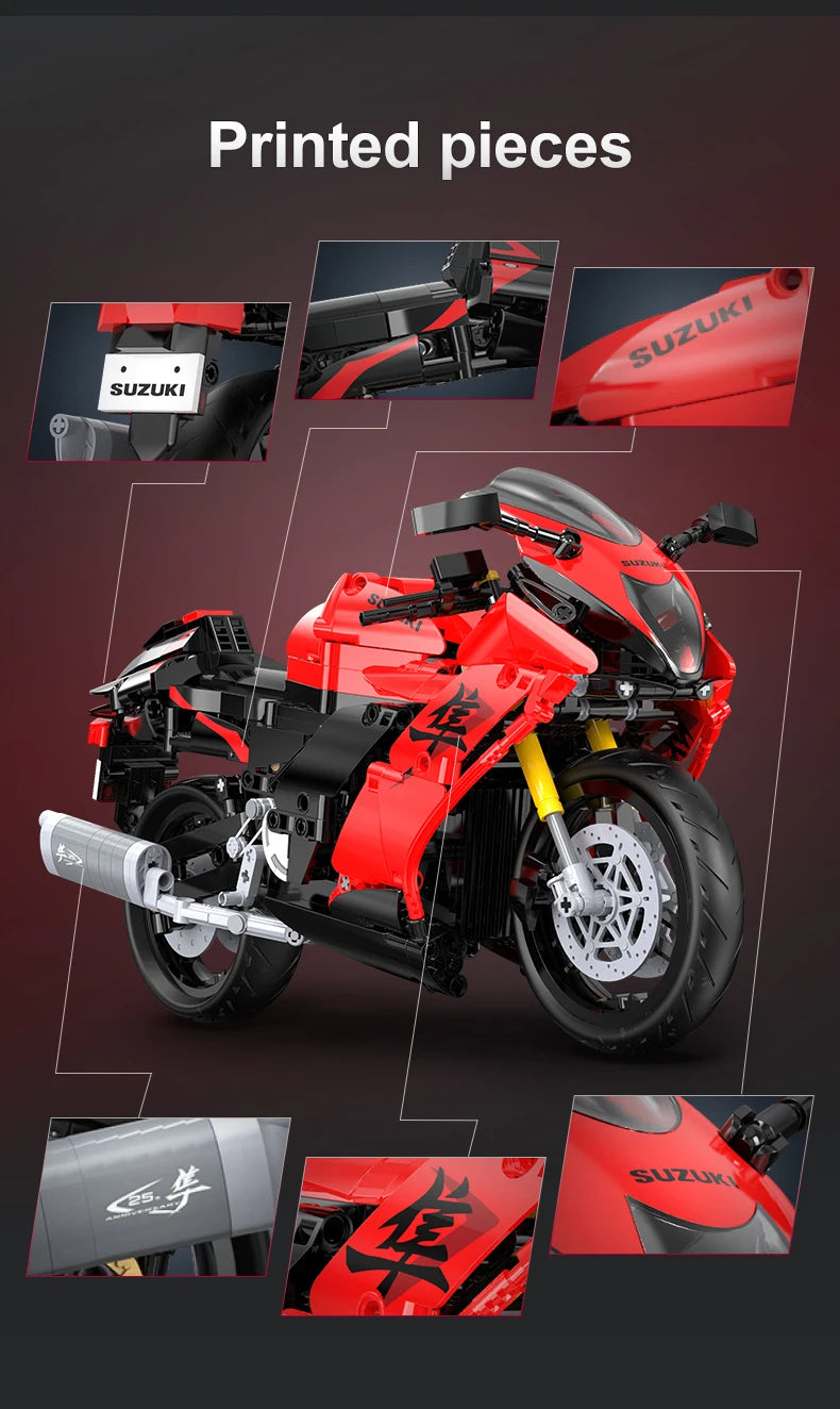 1043PCS CaDA 1:6 Scale Replica "Suzuki Hayabusa" 25th Anniversary Commemorative Edition Building Block Set