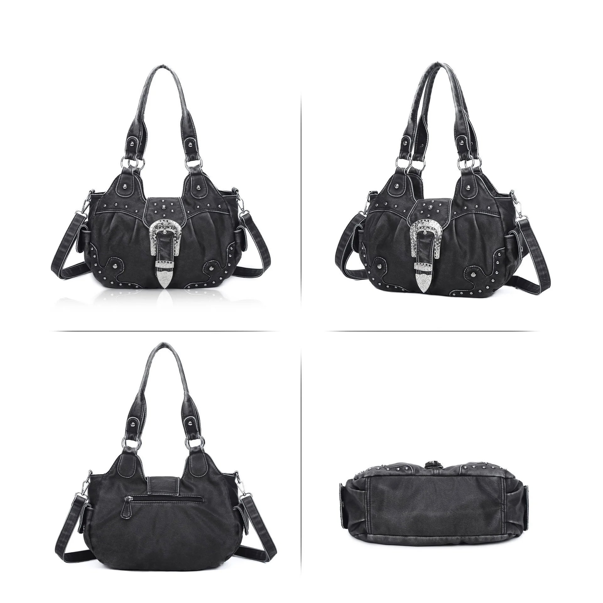 Women Handbag Stitching Leopard Top-handle Shoulder Bag PU Dumpling Pack Multi-pockets Shoulder Bags Phone Money Pack